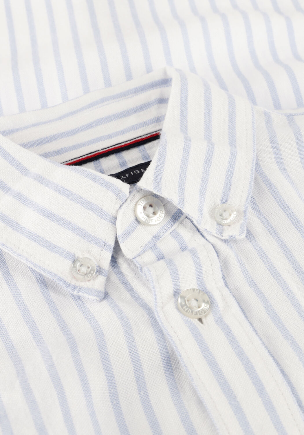 Lichtblauwe TOMMY HILFIGER Klassieke overhemden LINEN BLEND STRIPED SHIRT LS - large