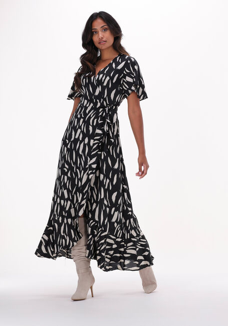 Zwarte OBJECT Maxi jurk PAPAYA S/S WRAP LONG DRESSC - large