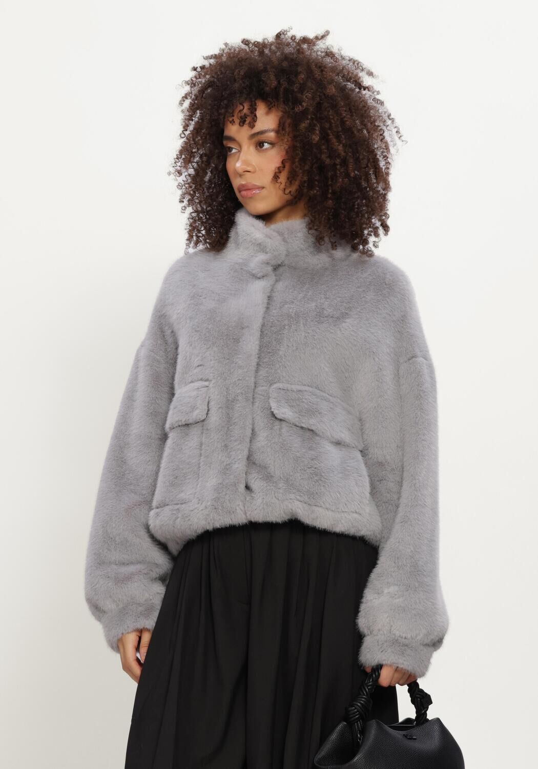 Grijze IBANA Faux fur jas CHARLEY - large