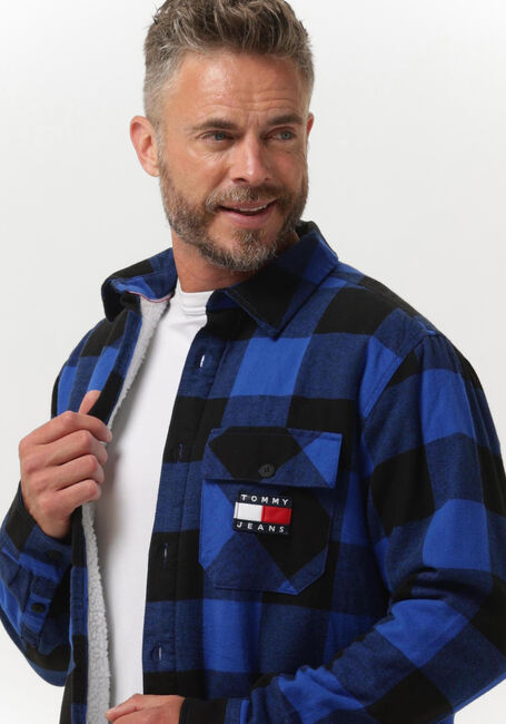 Blauwe TOMMY JEANS Overshirt TJM SHERPA FLANNEL OVERSHIRT - large