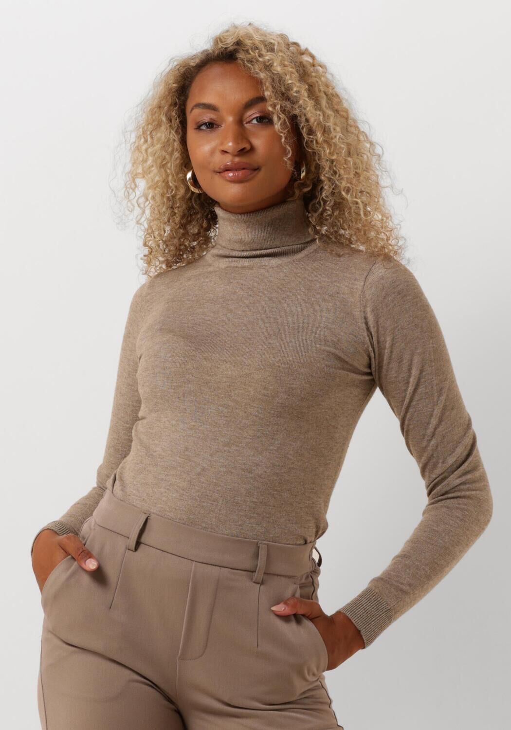 OBJECT Dames Truien & Vesten Objthess L s Rollneck Knit Pullover Taupe