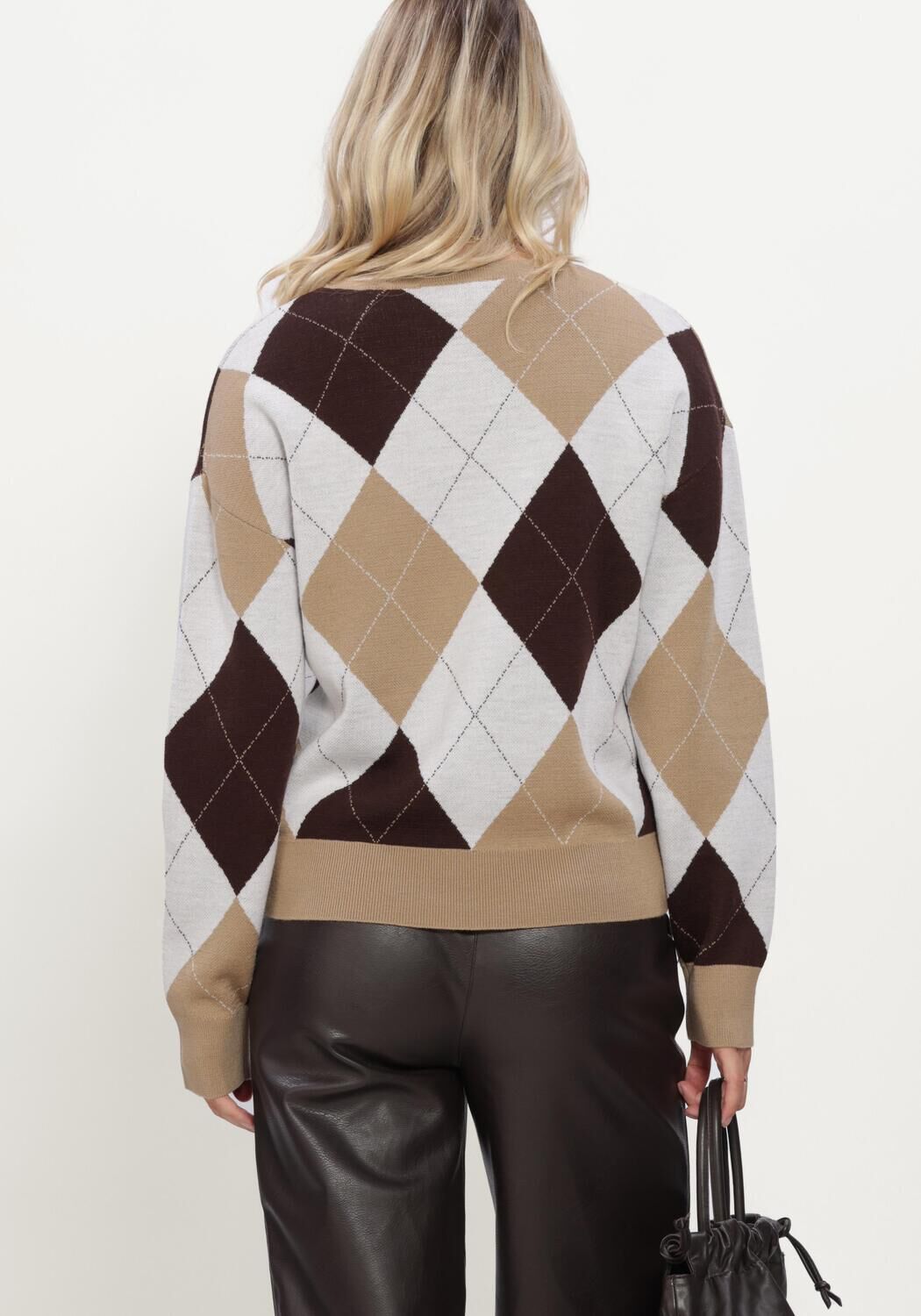 Multi SELECTED WOMEN Trui SLWTHEA LS KNIT ARGYLE O-NECK - large