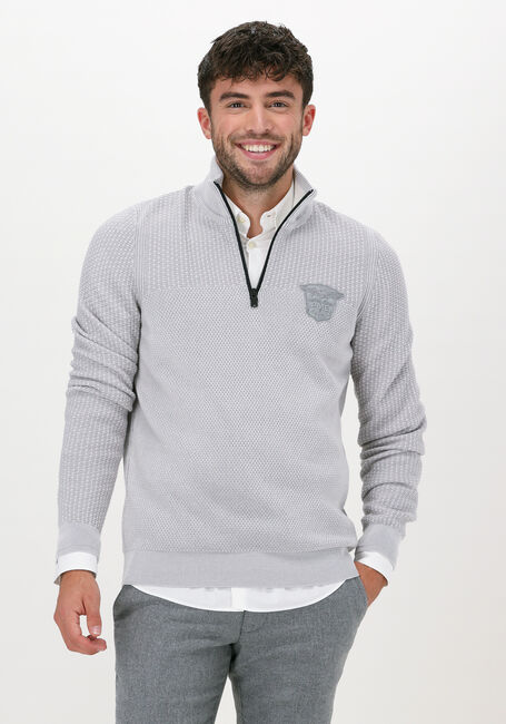 Lichtgrijze PME LEGEND Trui HALF ZIP COLLAR COTTON PLATED - large