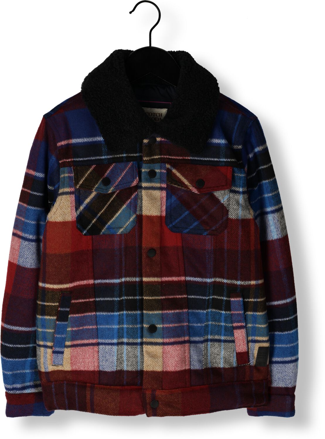 SCOTCH & SODA Jongens Jassen Wool Blend Check Trucker Jacket With Repreve Filling Blauw