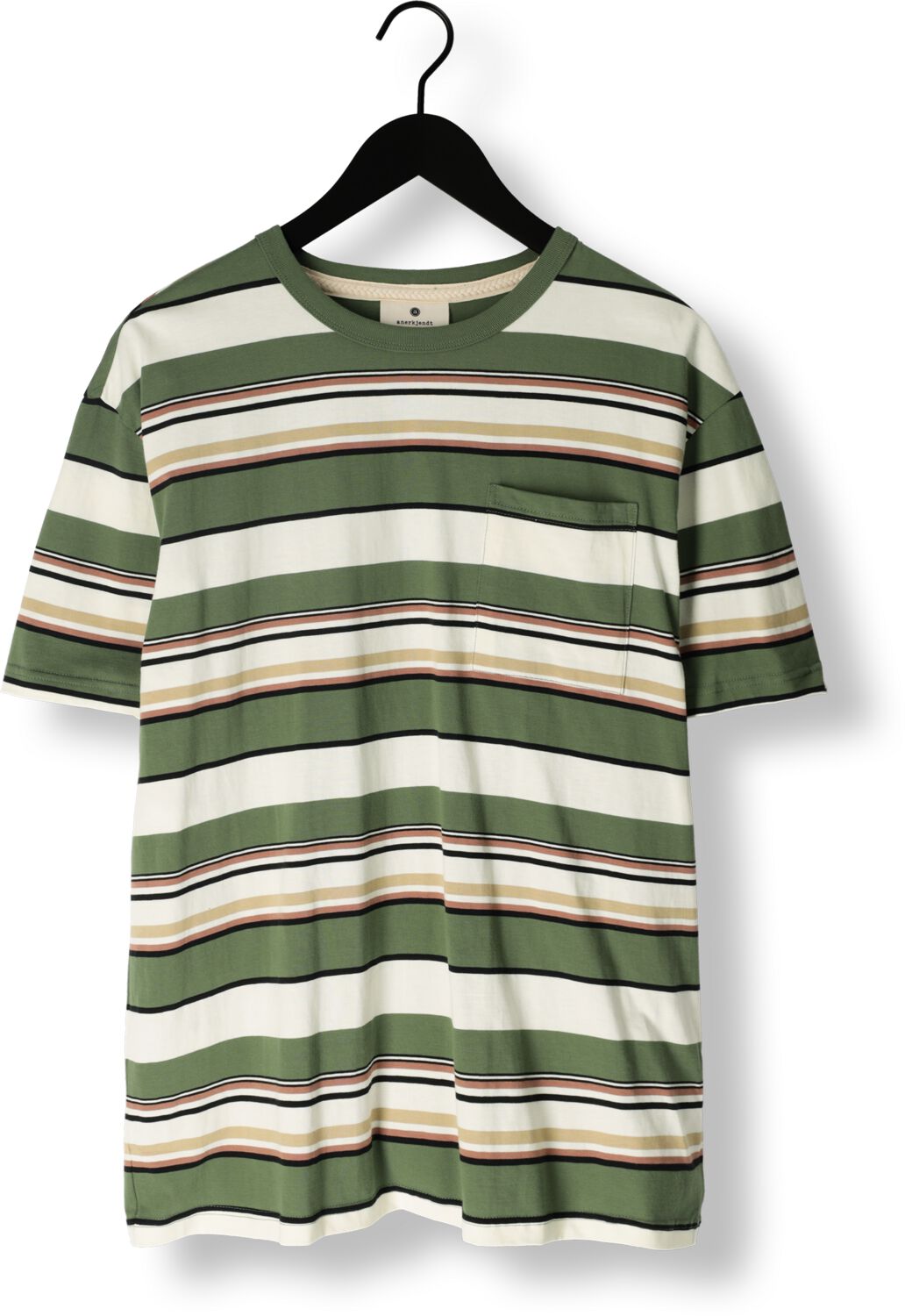 ANERKJENDT Heren Polo's & T-shirts Akkikki S s Stripe Tee Olijf