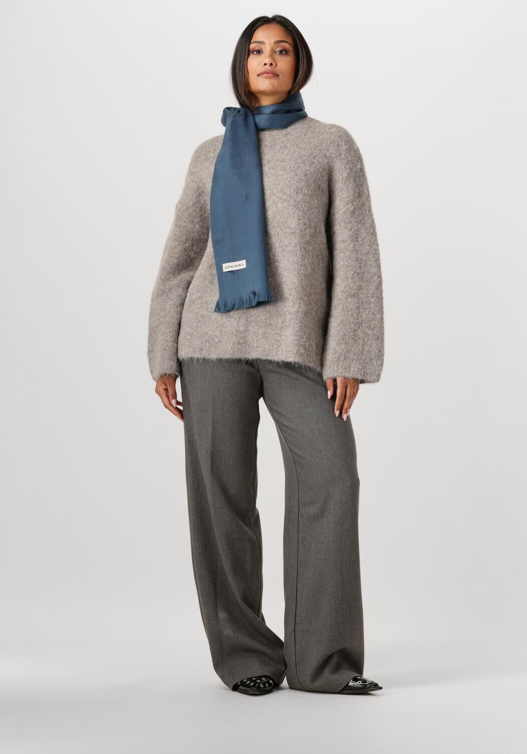 Blauwe ALPACA LOCA Sjaal SLIM SCARF - large