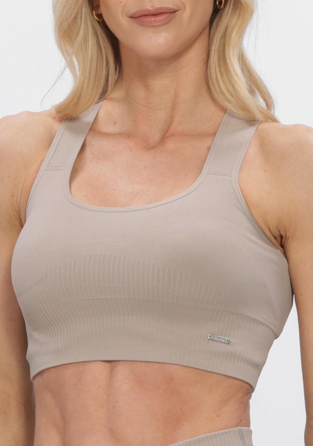 Grijze AIM'N Top HIGH SUPPORT RIBBED BRA - large