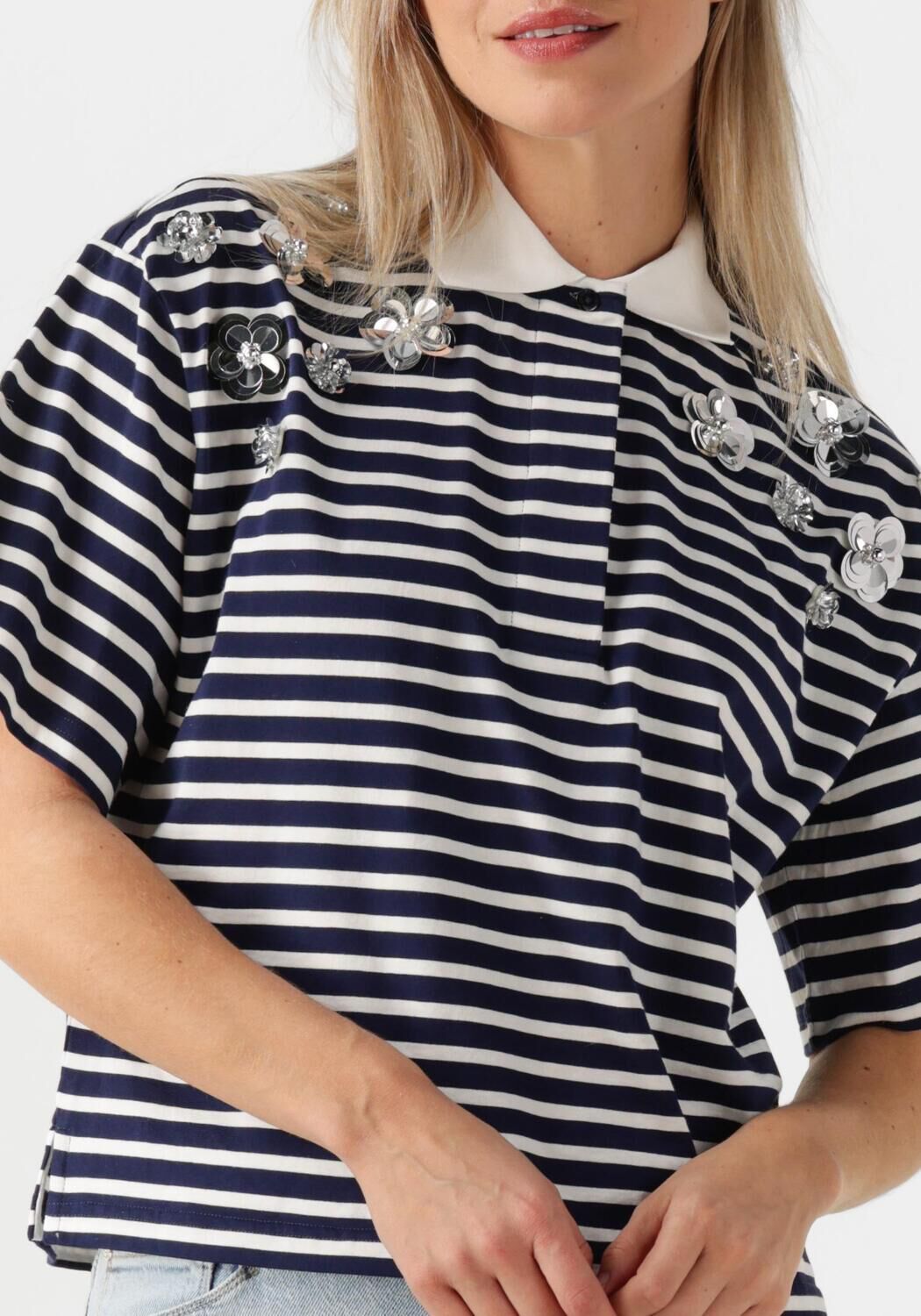 DANTE6 Dames Tops & T-shirts Titan Embellished Polo Shirt Donkerblauw