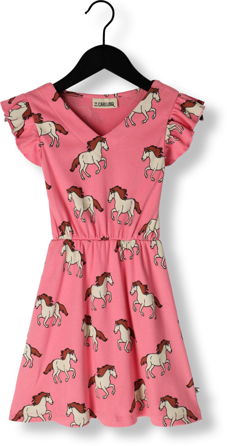 CARLIJNQ Meisjes Jurken Wild Horse Ruffled Tanktop Dress Roze