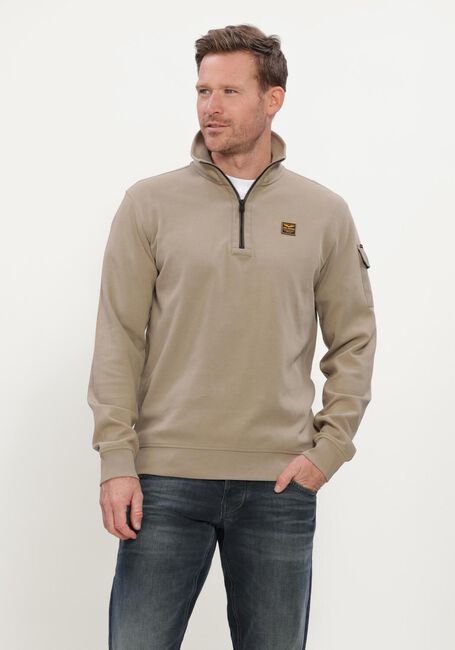 Beige PME LEGEND Trui HALF ZIP COLLAR INTERLOCK JERSEY - large