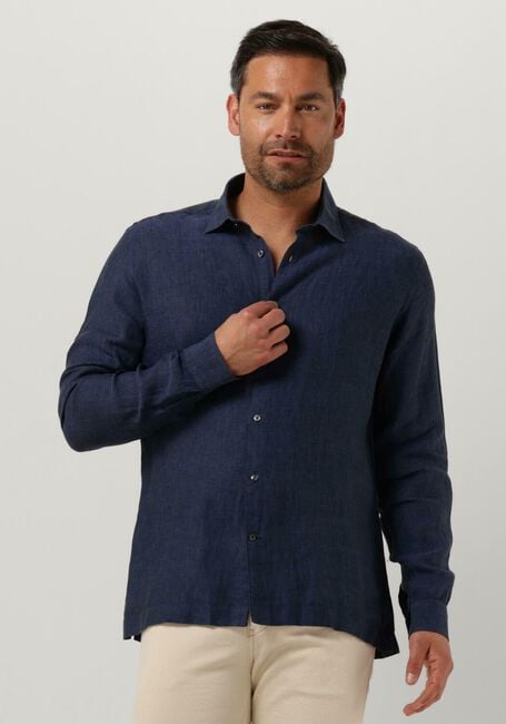 Donkerblauwe GENTI Casual overhemd LINNEN S7054-1120 - large