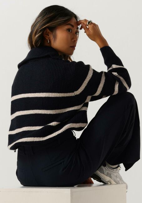 Donkerblauwe NEO NOIR Trui NEVENA STRIPE KNIT BLOUSE - large