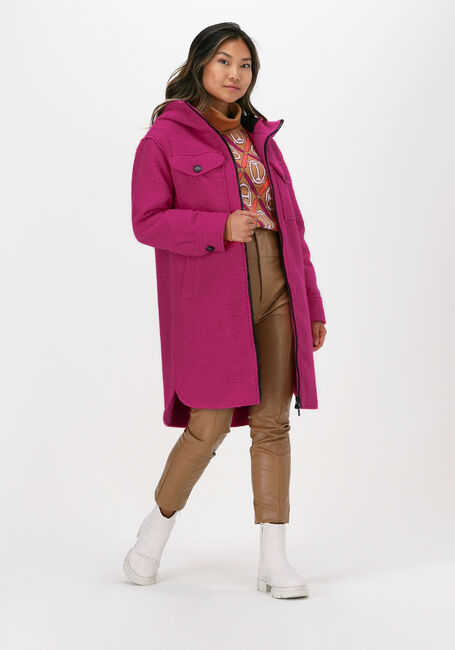 Roze BEAUMONT Teddy jas BOUCLE LONG HOODED JACKET - large