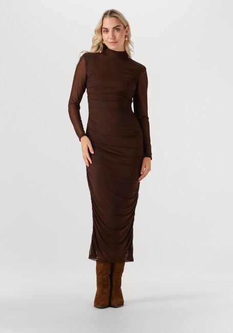 Bruine OMODA ATELIER Midi jurk OM-ZIERA DRESS - large