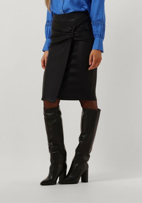 Zwarte JANSEN AMSTERDAM Midirok CS675 SKIRT KNEELENGTH WITH KNOT AND OVERLAP - large