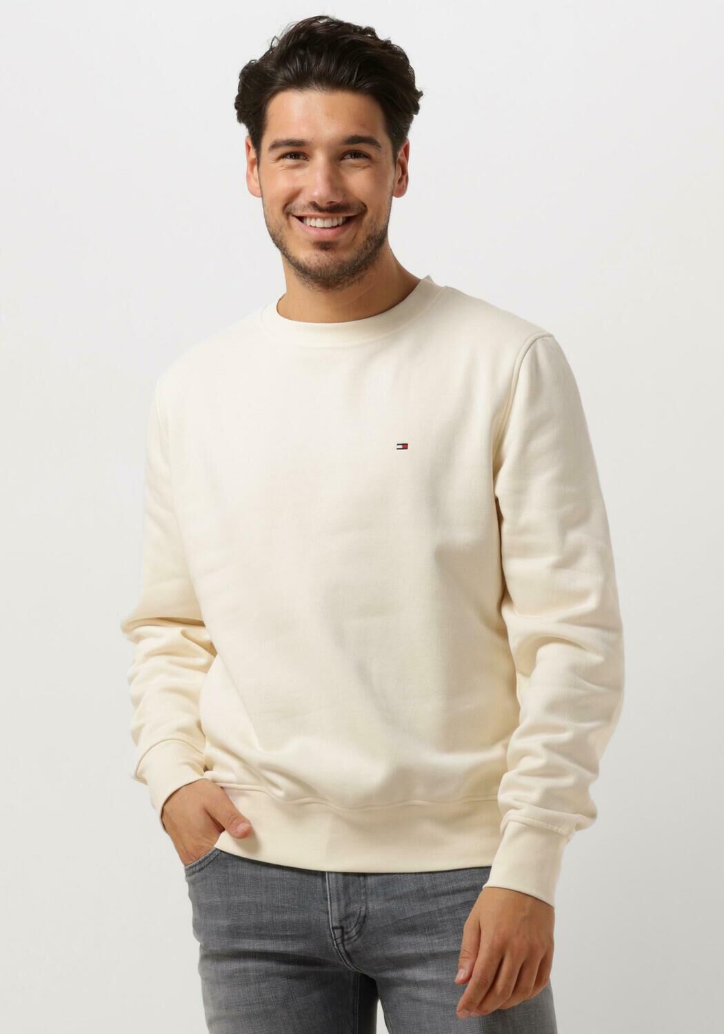 TOMMY HILFIGER Heren Truien & Vesten Flag Logo Sweatshirt Gebroken Wit