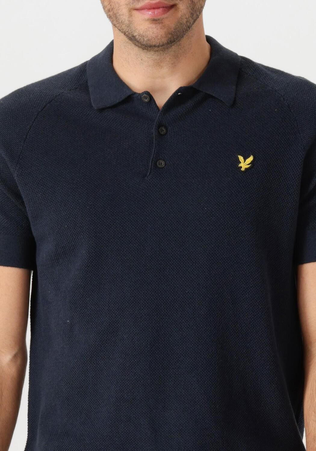 LYLE & SCOTT Heren Polo's & T-shirts Linen Blend Knitted Polo Donkerblauw