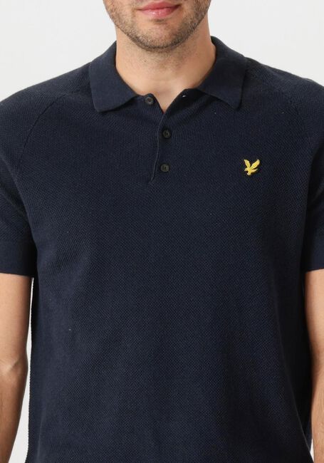 Donkerblauwe LYLE & SCOTT Polo LINEN BLEND KNITTED POLO - large