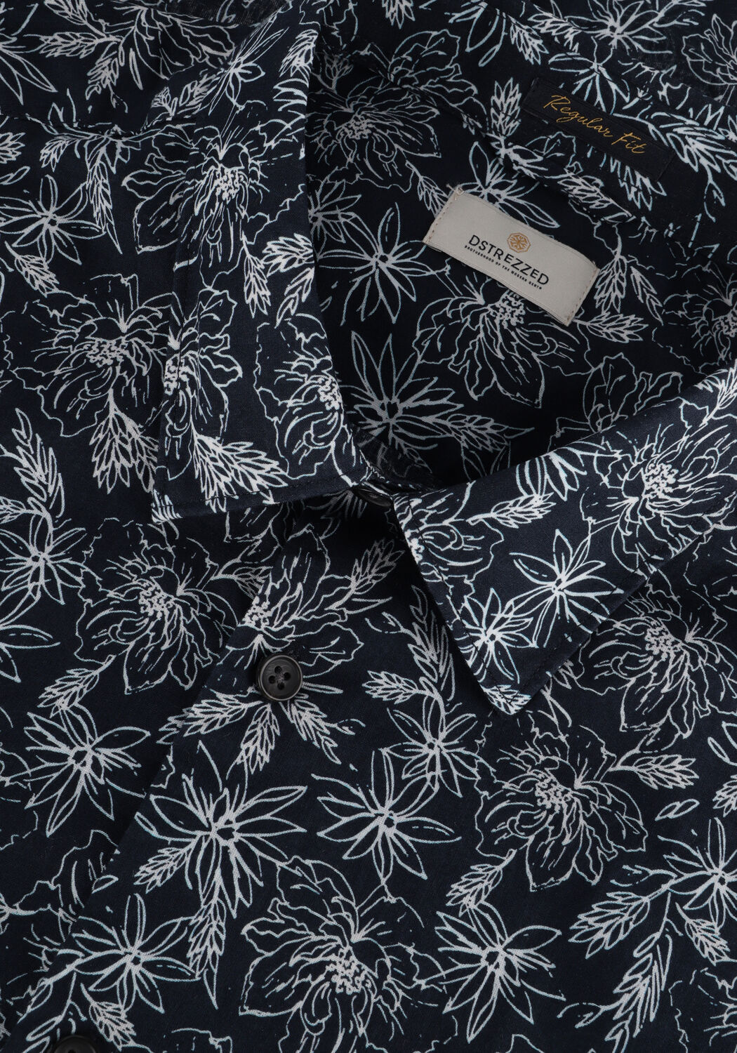 Blauwe DSTREZZED Casual overhemd SHIRT S/S LINE FLOWER VOILE - large