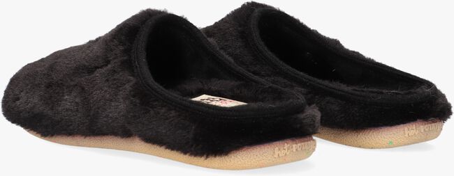 Zwarte suède pantoffels met imiatatiewol | Pantoffels Zwarte suède pantoffels met imiatatiewol | Pantoffels
