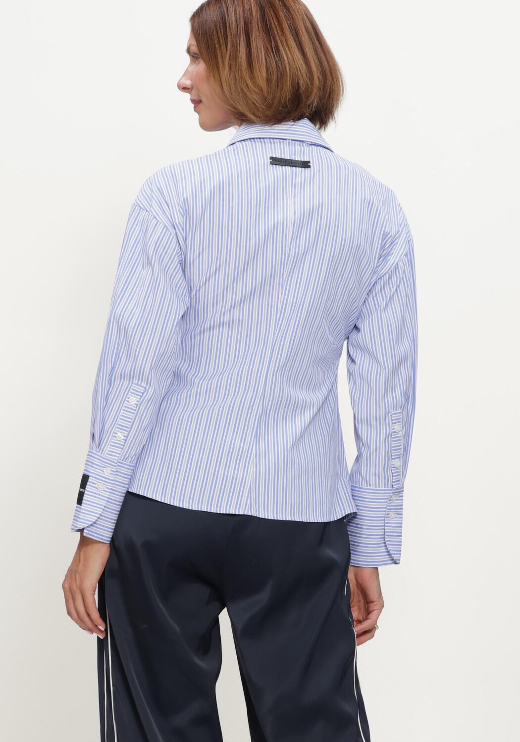 Blauwe HAUTE L'AMITI&Eacute; Blouses EMMA TIE STRIPE SHIRT - large