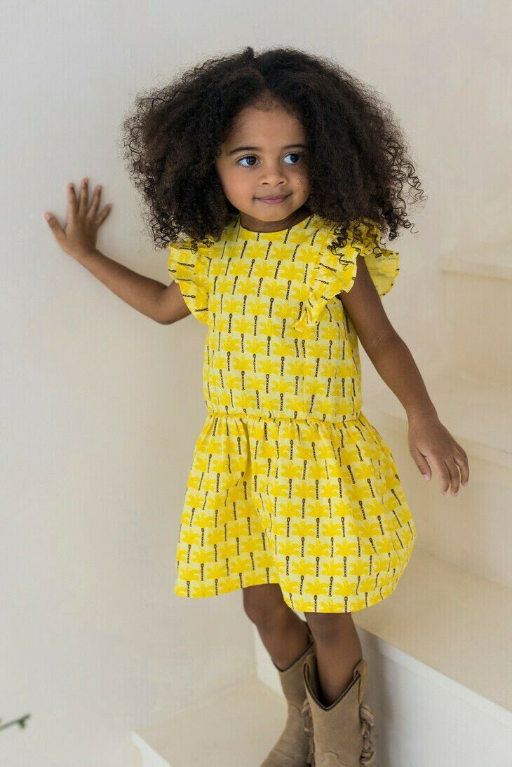 gele like flo aop woven ruffle dress