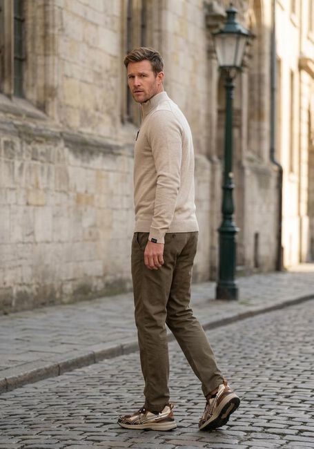 Beige BUTCHER OF BLUE Trui CLIFDEN HALFZIP - large