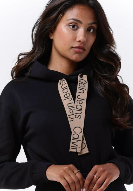 Zwarte CALVIN KLEIN Midi jurk CONTRAST DRAWCORDS HOODIE DRESS - large