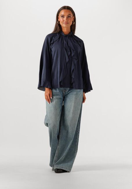 Donkerblauwe SUMMUM Blouses TOP RUFFLES COTTON VISCOSE - large