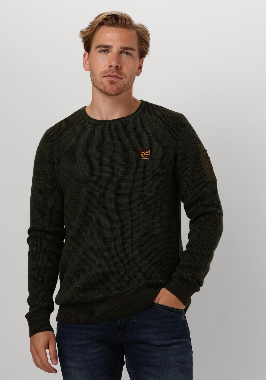 PME LEGEND Heren Truien & Vesten R-neck Cotton Rib Melee Knit Groen