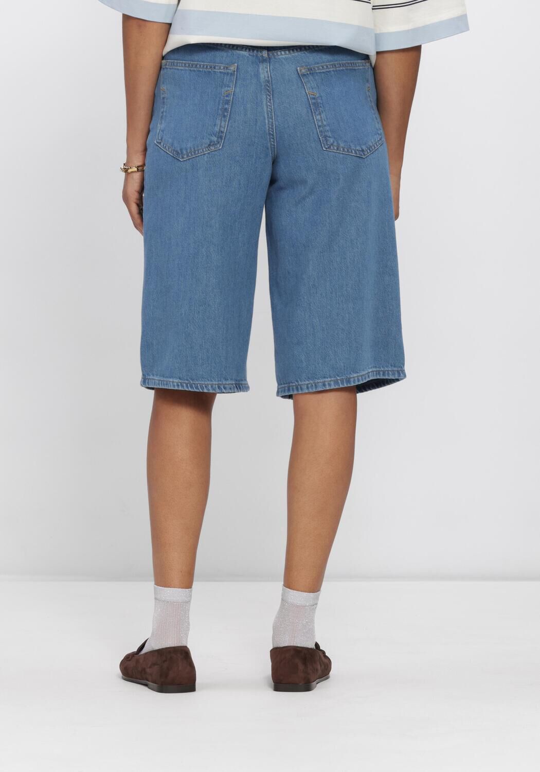 Blauwe SELECTED WOMEN Korte broek SLFTENNA MW BERMUDA DENIM SHORTS - large