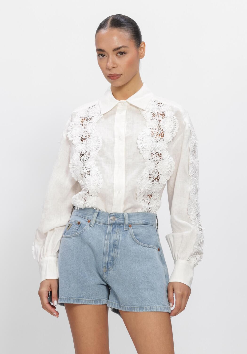 Witte DANTE6 Blouses AMANDYNE LACE DETAIL SHIRT - large