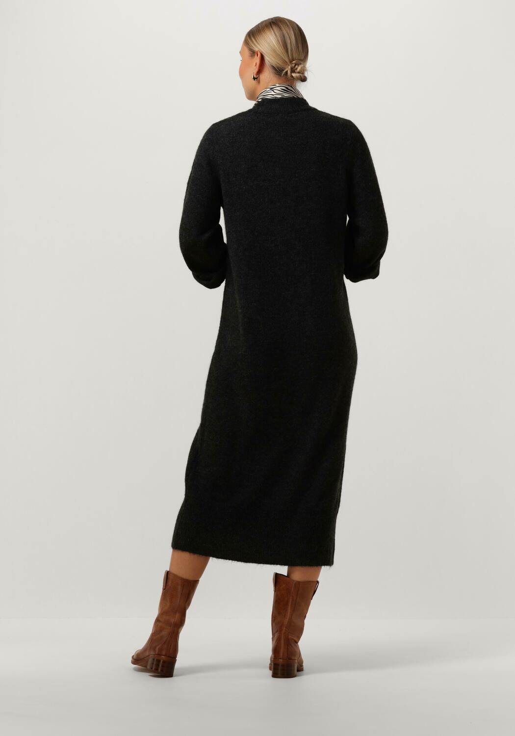 OBJECT Dames Jurken Objgeromia L s O-neck Knit Donkergrijs