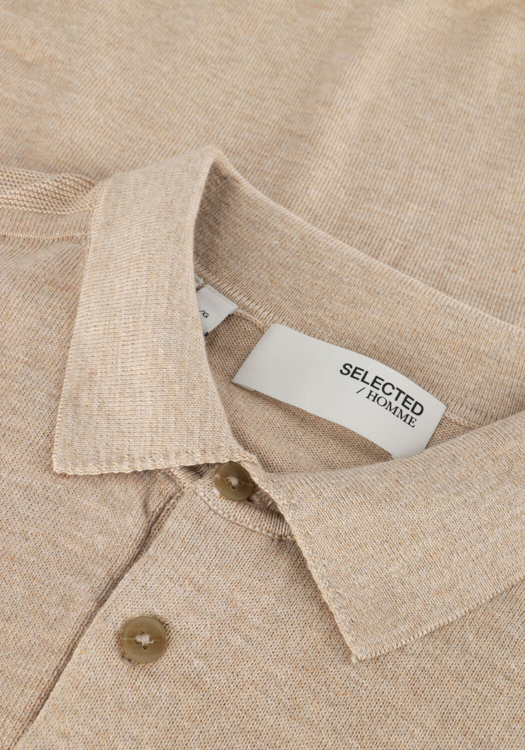 Beige SELECTED MEN Polo SLHBERG SS KNIT POLO NOOS - large