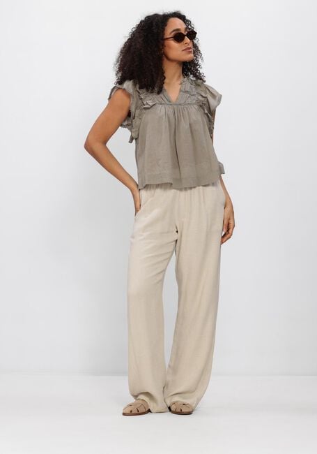 Creme NEO NOIR Broeken SONAR DRAPY LINEN PANTS - large