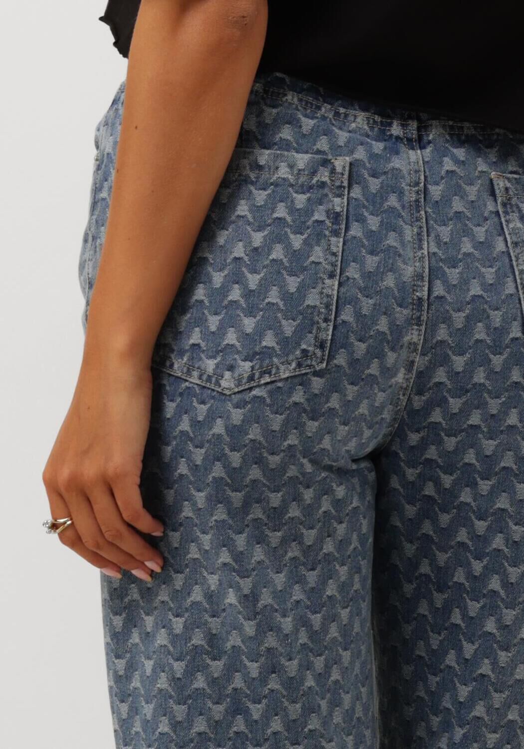 ALIX THE LABEL Dames Jeans Ladies Woven Bull Jacquard Denim Blauw