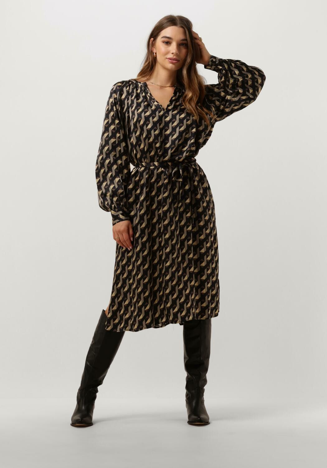 zwarte second female midi jurk hopi dress