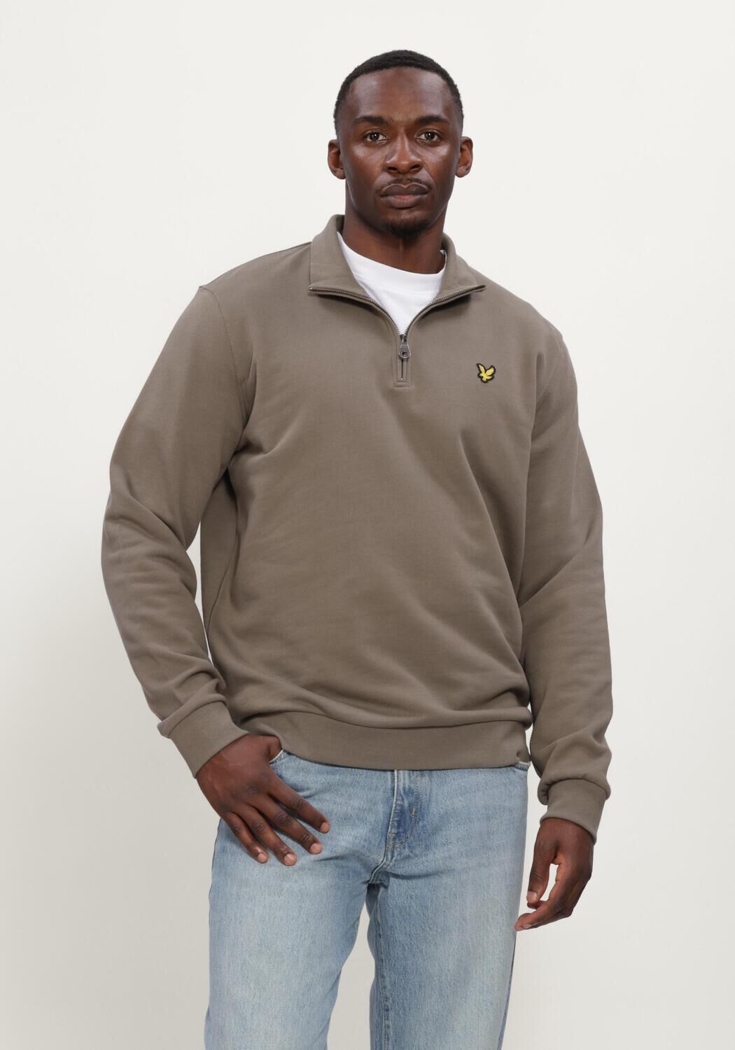 Groene LYLE & SCOTT Trui LOOPBACK QUARTER ZIP SWEAT - large
