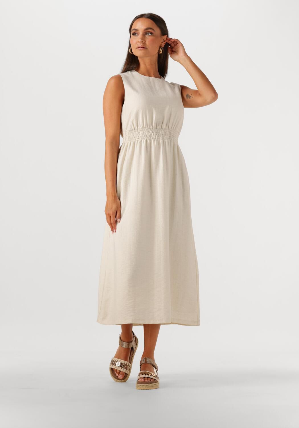 MSCH Copenhagen Midi-jurk met smokdetails model 'Disa'