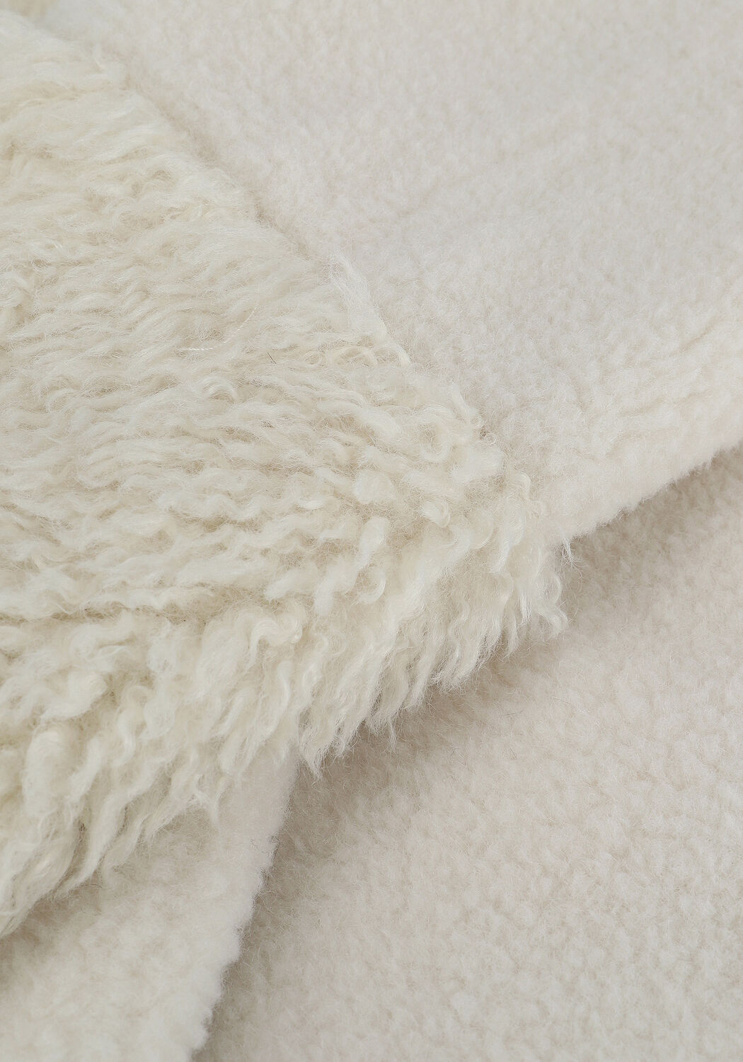 Ecru BEAUMONT Teddy jas SHORT LAMMY FUR COAT - large