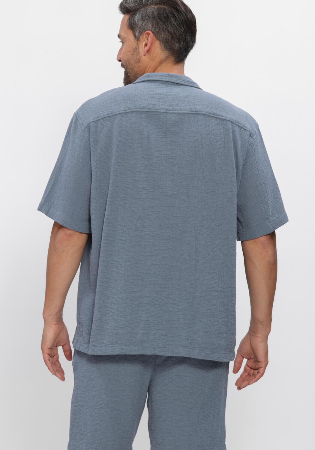 Blauwe SELECTED MEN Overhemden SLHRLXCAL SS SHIRT RESORT - large