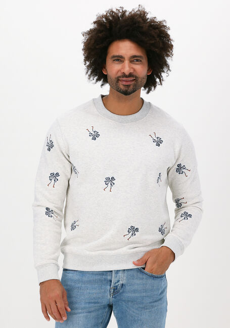 Lichtgrijze SCOTCH & SODA Sweater EMBROIDERED CREW-NECK SWEATSHI - large