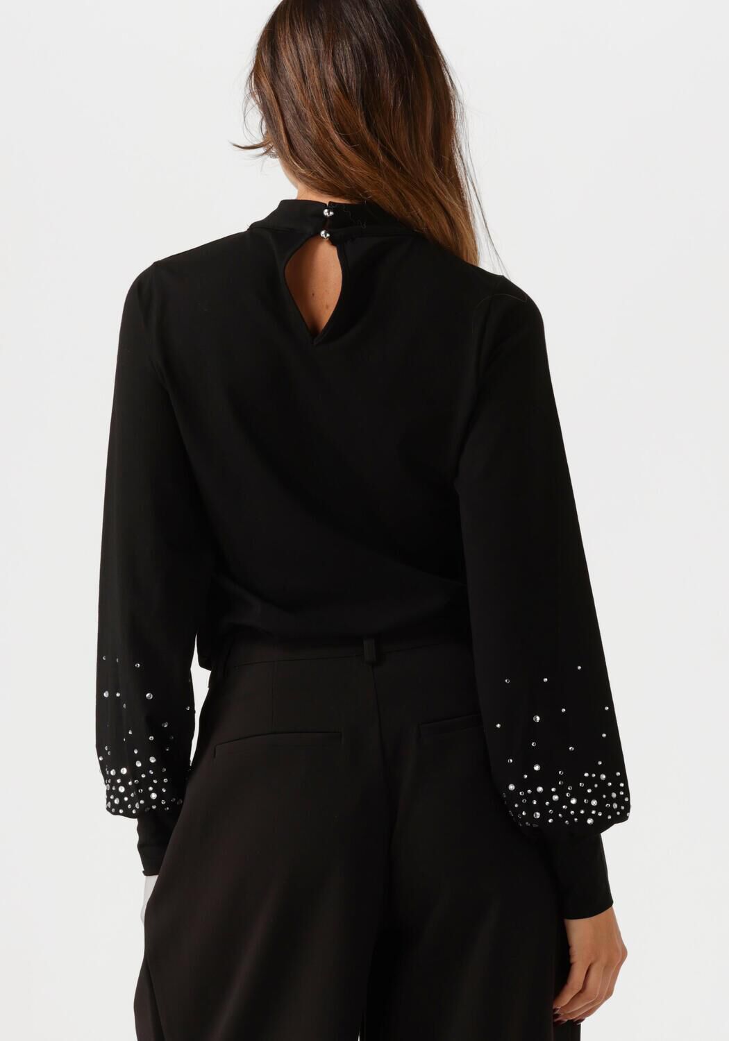 JANSEN AMSTERDAM Dames Tops & T-shirts V183 Turtle Rhinestones Top Zwart