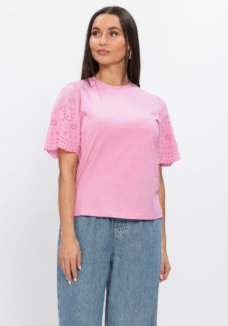 Roze Y.A.S. T-shirt YASLEX SS TOP W. EMB SLEEVES - large
