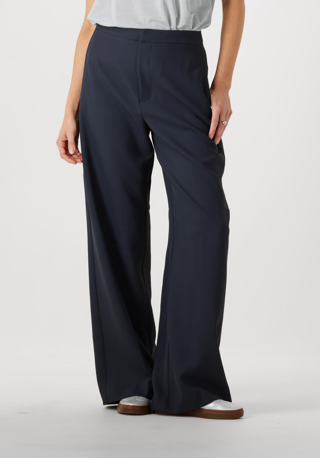 MOS MOSH Stoffen broek met wijde pijpen en persplooien model 'Leya'