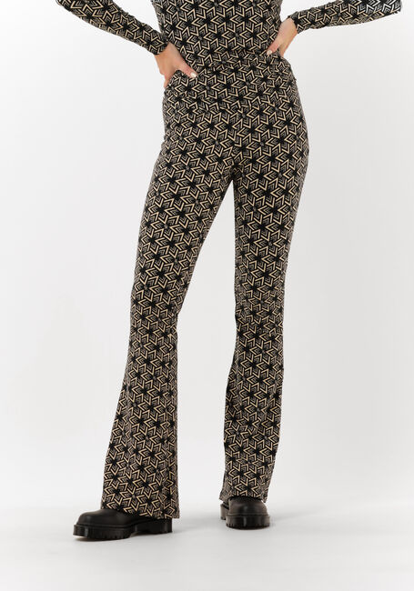 Zwarte COLOURFUL REBEL Flared broek CR GEOMETRIC PEACHED FLARE PANTS - large