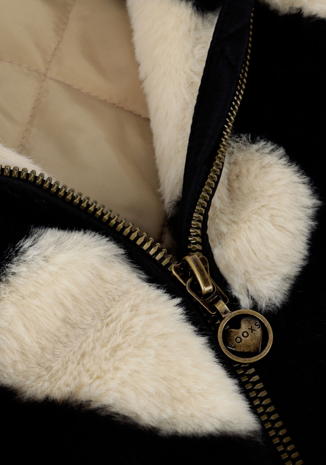 Zwarte LOOXS Little Faux fur jas LITTLE HEARTS COAT - large
