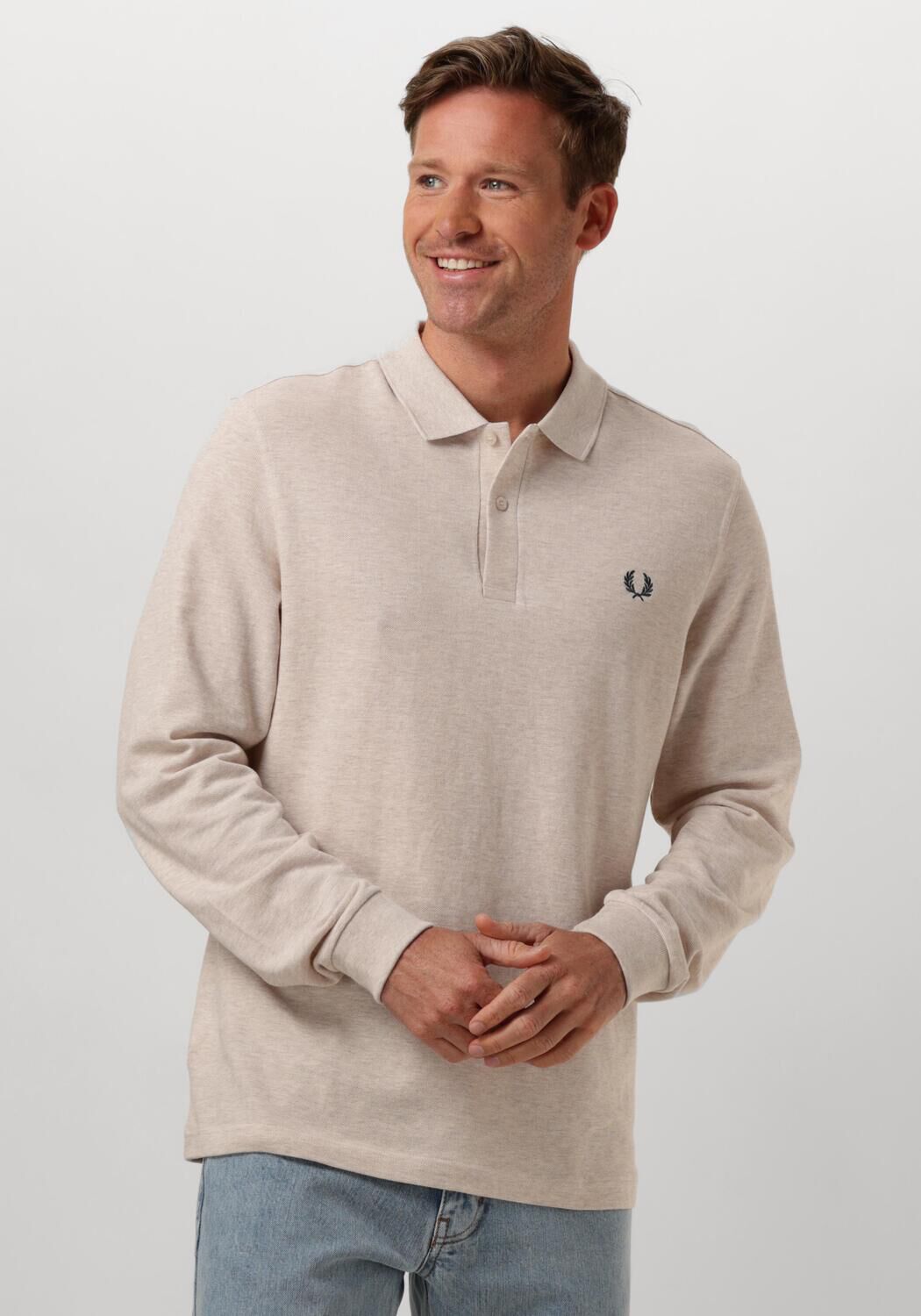 FRED PERRY Heren Polo's & T-shirts Long Sleeve Plain Shirt Beige
