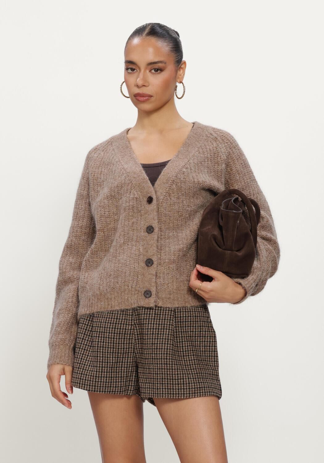 Taupe GRACE & MILA Vest CARDIGAN - large