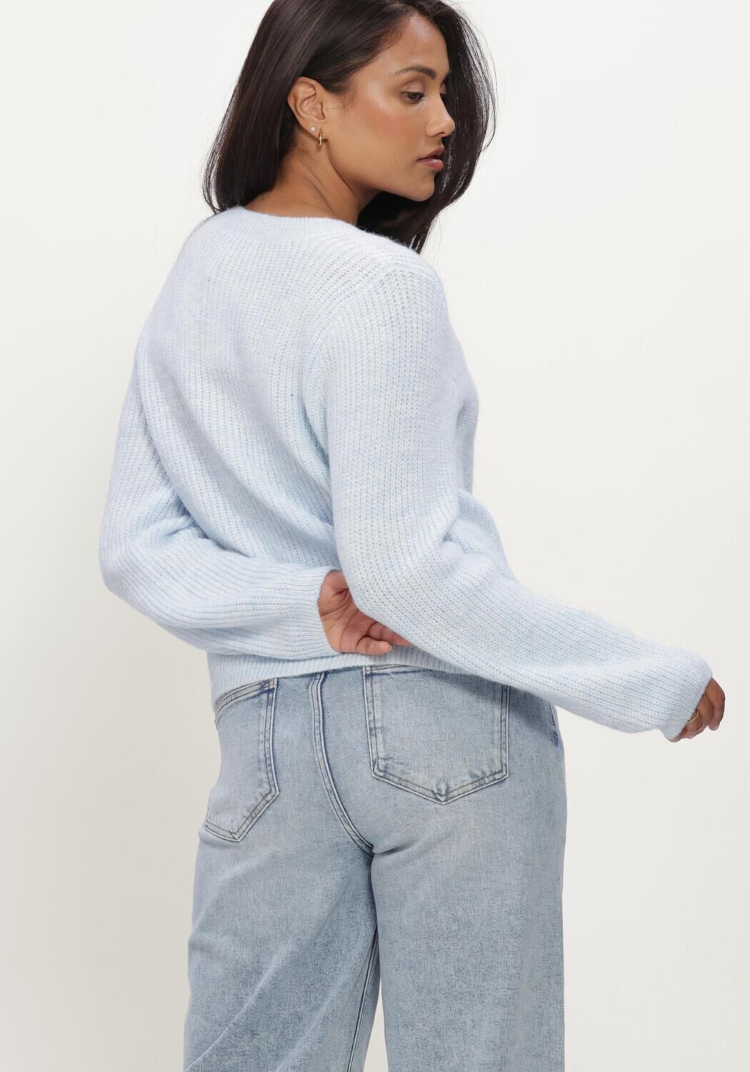 Lichtblauwe MODSTR&Ouml;M Trui CRISMD CARDIGAN - large
